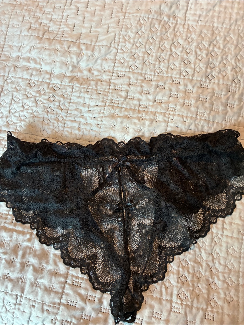 Women's Black Lace Cheeky Panty with Bow Detail
